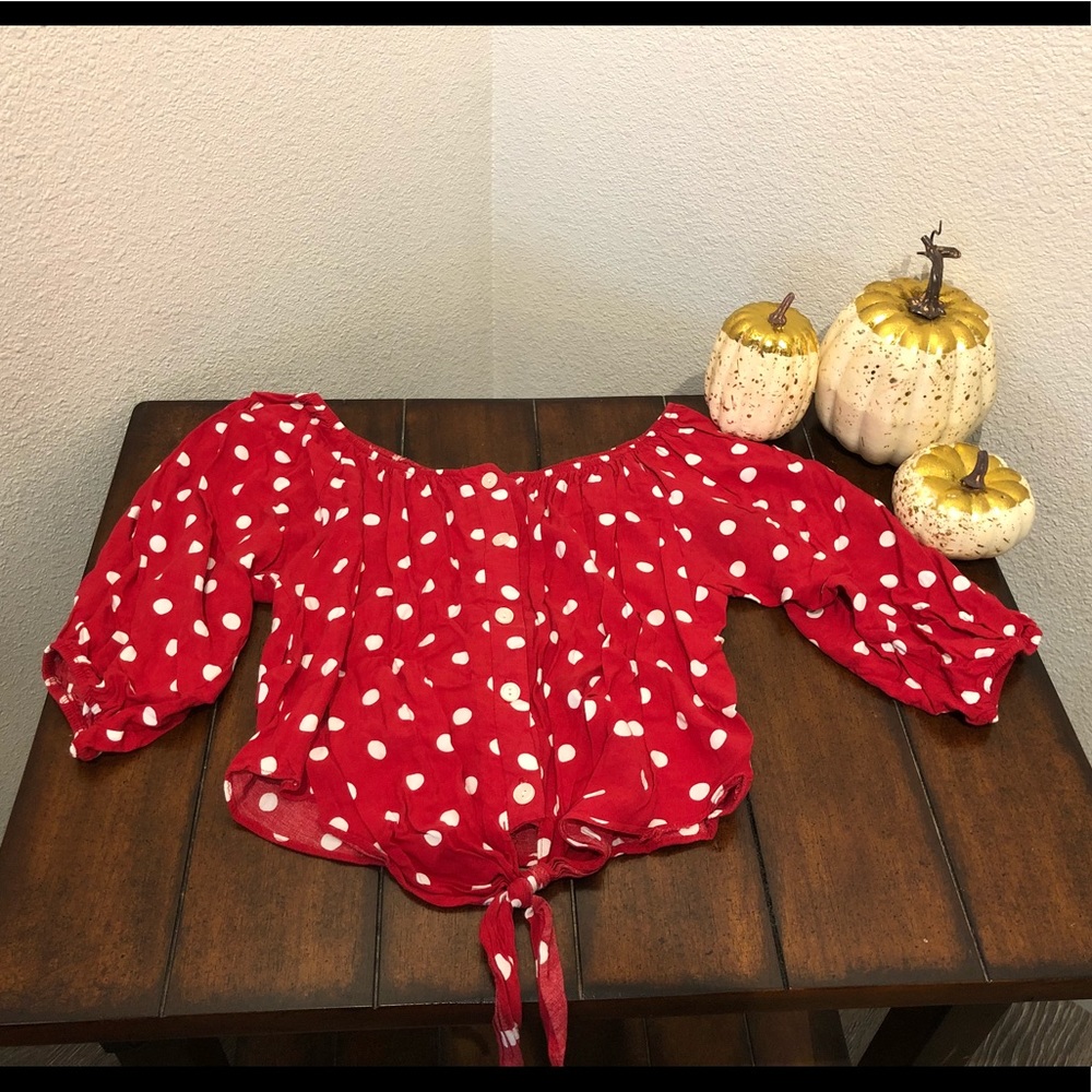 Red and White Polka Dot Blouse